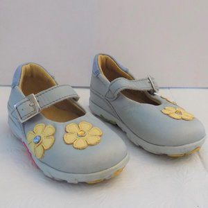 ROMAGNOLI Italy Girl Blue Floral Mary Jane Shoes 20 EU 4.5 5 US Leather Infant